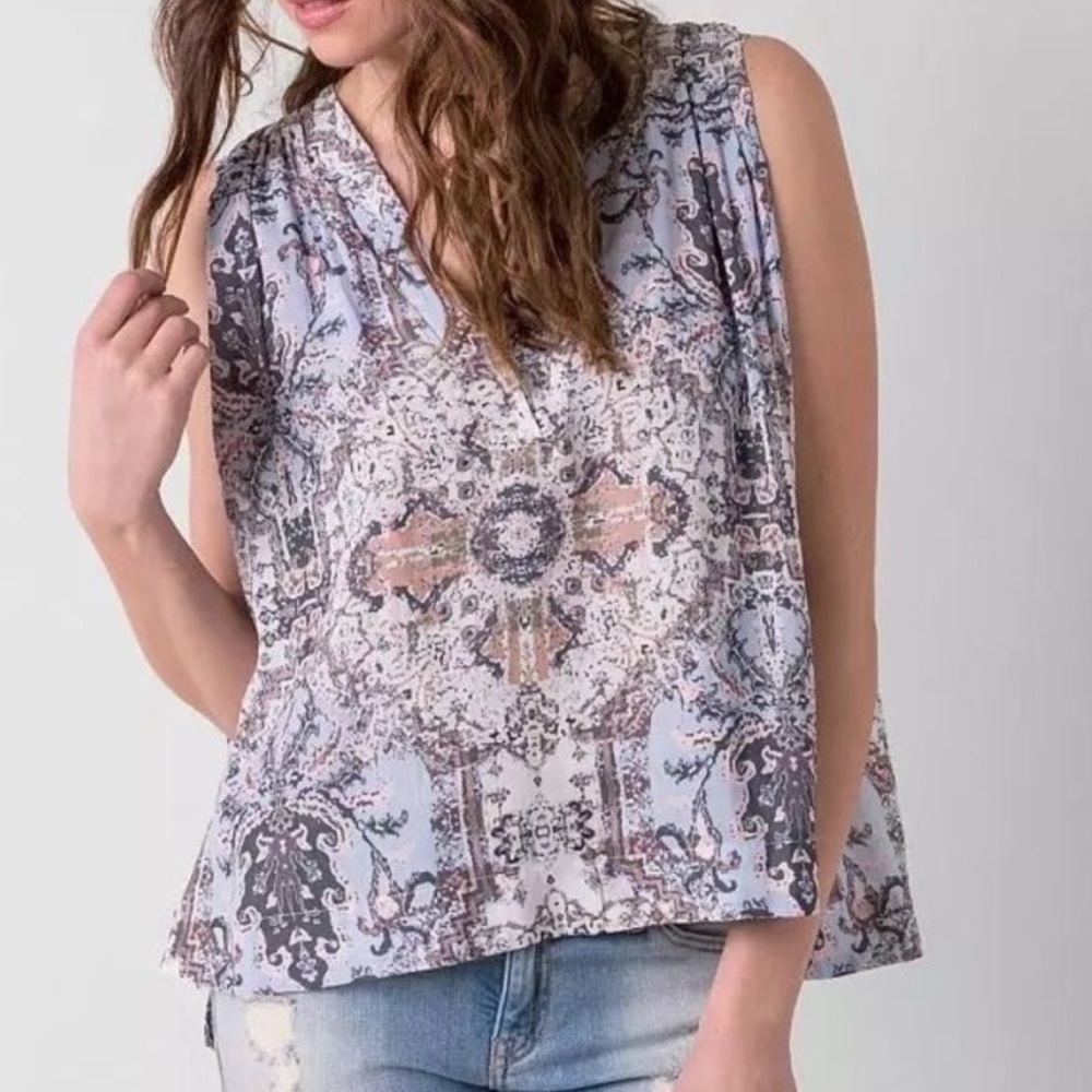 Free People Darcy Chiffon Vneck Boho Tank Top